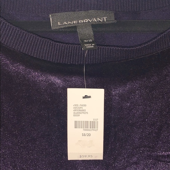 Lane Bryant Dark Purple Velvet Front Sweater - Picture 3 of 4